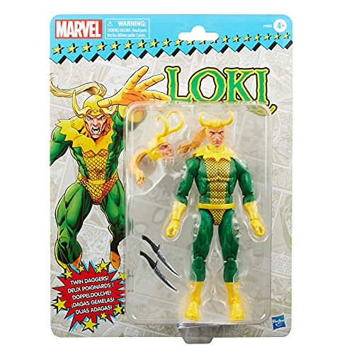 Marvel Legends Series - Figura de Loki de 15 cm - En Embalaje Retro, con 3 Accesorios