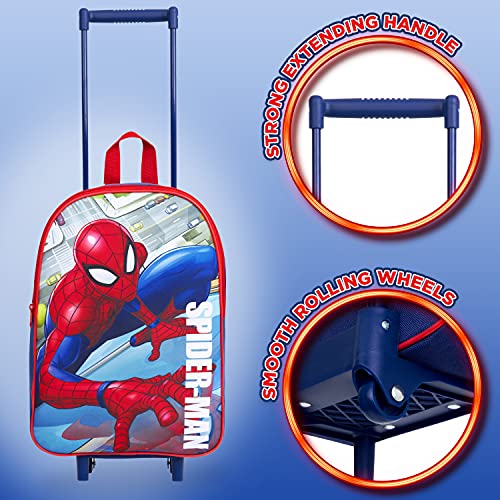 Marvel Mochilas Escolares Con Ruedas, Mochila Spiderman, Mochila Infantil Para El Colegio o Guardería, Maleta Pequeña Con Ruedas, Regalos Para Niños