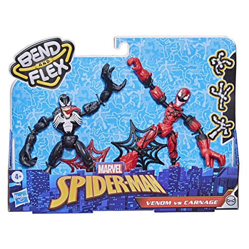 Marvel Spider-Man Bend and Flex Venom vs. Carnage Figura de acción Juguetes, Figuras Flexibles de 6 Pulgadas, para niños de 4 años en adelante