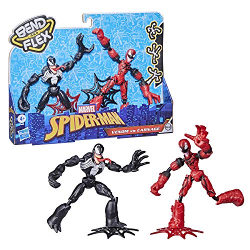 Marvel Spider-Man Bend and Flex Venom vs. Carnage Figura de acción Juguetes, Figuras Flexibles de 6 Pulgadas, para niños de 4 años en adelante