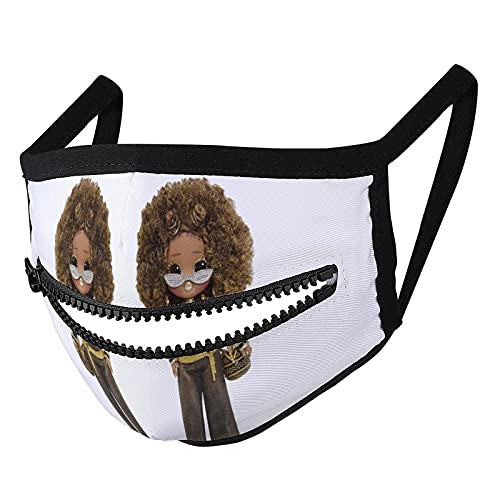 Máscara con una cremallera de diseño de muñeca sorpresa linda divertida Big Eyes Lol peluca con purpurina, para beber comer, montar a caballo, cierre de cremallera unisex