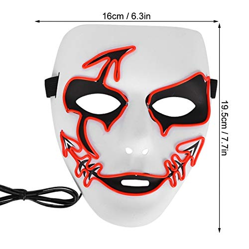 Máscara LED de Halloween Máscara iluminada, Máscara Facial LED con Brillo Aterrador Que Brilla en la Oscuridad Cosplay Festival de Halloween Suministros para Fiestas para niños y Adultos