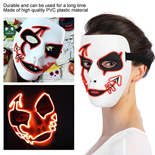 Máscara LED de Halloween Máscara iluminada, Máscara Facial LED con Brillo Aterrador Que Brilla en la Oscuridad Cosplay Festival de Halloween Suministros para Fiestas para niños y Adultos