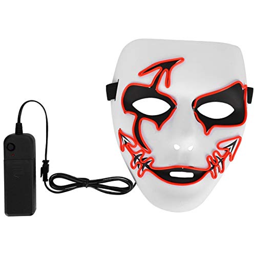 Máscara LED de Halloween Máscara iluminada, Máscara Facial LED con Brillo Aterrador Que Brilla en la Oscuridad Cosplay Festival de Halloween Suministros para Fiestas para niños y Adultos