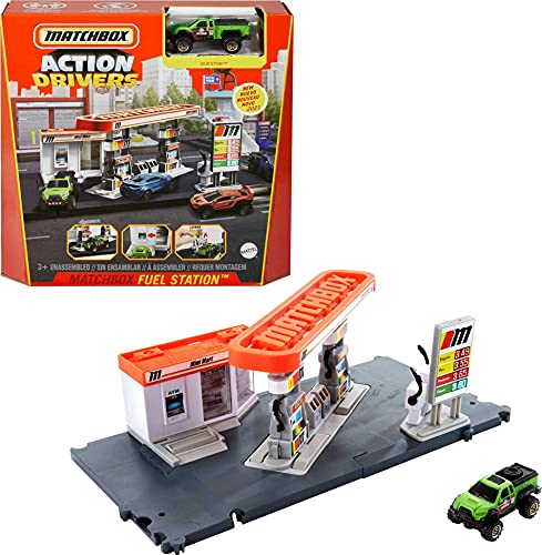 Matchbox Gasolinera Set de juego para coches de juguete (Mattel GVY84)