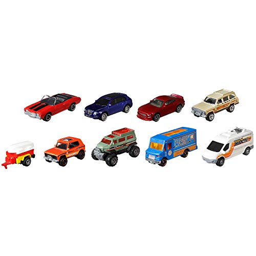 Matchbox Pack de 9 Coches Juguetes, Modelos Surtidos (Mattel X7111)