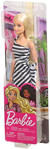 Mattel - Barbie Glitz & Glam muñeca rubia vestido con rayas, juguete +3 años ( FXL68) , color/modelo surtido