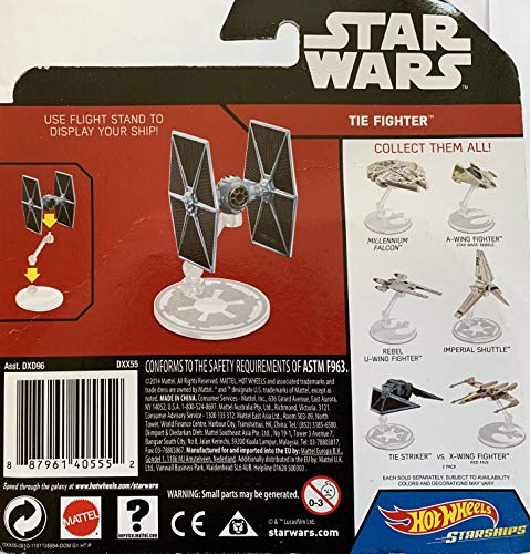 Mattel Hot Wheels DXX55 Metal vehículo de juguete - Vehículos de juguete (Multicolor, Avión, Metal, Star Wars, Blue TIE Fighter, 4 año(s))