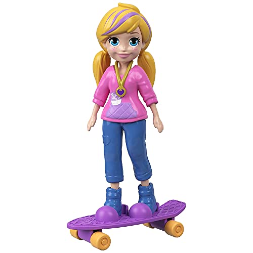 Mattel Polly Pocket Active Pose Doll - Skateboard Polly