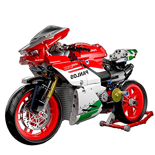 MBKE Technic Racing Off Road modelo de moto, 803 piezas kit de construcción para Ducati Panigale V4 R, bloques de construcción compatibles con Lego Technic