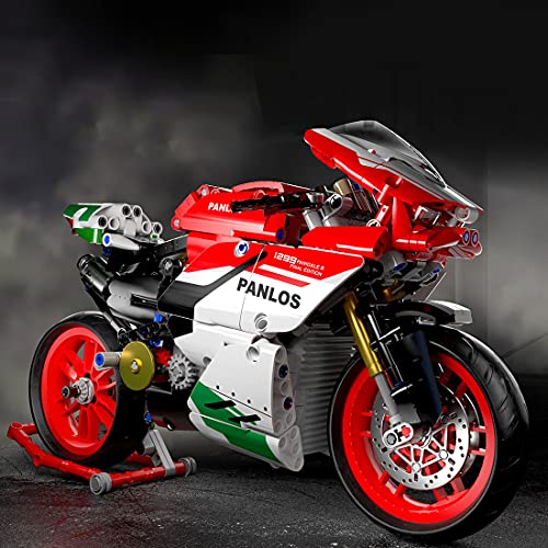 MBKE Technic Racing Off Road modelo de moto, 803 piezas kit de construcción para Ducati Panigale V4 R, bloques de construcción compatibles con Lego Technic