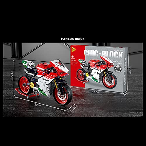 MBKE Technic Racing Off Road modelo de moto, 803 piezas kit de construcción para Ducati Panigale V4 R, bloques de construcción compatibles con Lego Technic