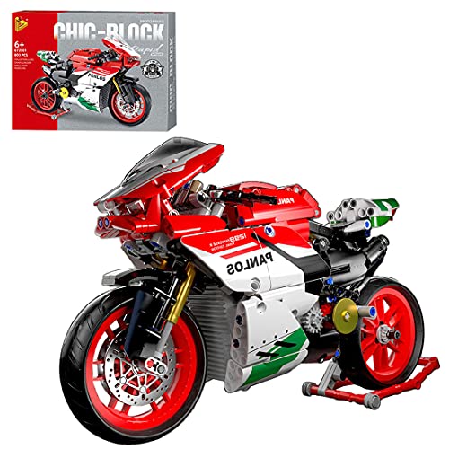 MBKE Technic Racing Off Road modelo de moto, 803 piezas kit de construcción para Ducati Panigale V4 R, bloques de construcción compatibles con Lego Technic