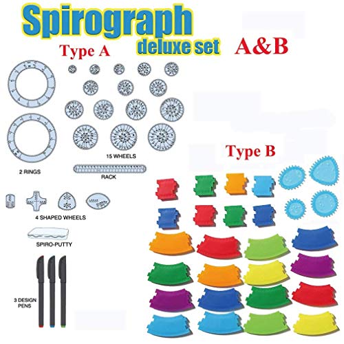 MC CHENMEI Spirograph El Juego de espirógrafo 3 EN 1 Incluye el Kit de espirógrafo para Principiantes, el Kit de espirógrafo clásico, el Kit de espirógrafo de Color DIY, el Regalo para niña