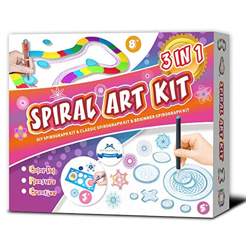 MC CHENMEI Spirograph El Juego de espirógrafo 3 EN 1 Incluye el Kit de espirógrafo para Principiantes, el Kit de espirógrafo clásico, el Kit de espirógrafo de Color DIY, el Regalo para niña