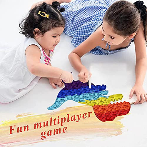 MDJEWV Pop Gigante it Fidget Toy, Pūsh Pǒp Bubble sensoriales Fidget Toys Antistress Among us Juego Juguetes, Popit Grande Juguete antiestres Juego para niños Adultos Autismo(Dinosaurio 42*30cm)