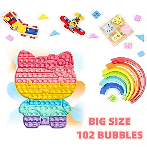 MDJEWV Pop Gigante it Fidget Toy, Pūsh Pǒp Bubble sensoriales Fidget Toys Antistress Among us Juego Juguetes, Popit Grande Juguete antiestres Juego para niños Adultos Autismo(Gato 28*32cm)