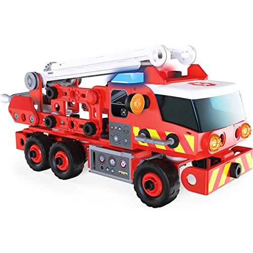 Meccano Junior, camión de Bomberos de Rescate con Luces y Sonidos, Kit de construcción Steam para niños de 5 años en adelante