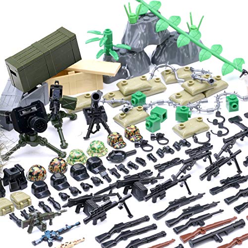 Mecotecn 150Pcs Bloques de Construcción Militares WW2 con Custom Armas y Casco para Figuras de Soldados y Mini Figuras, Compatible con Lego