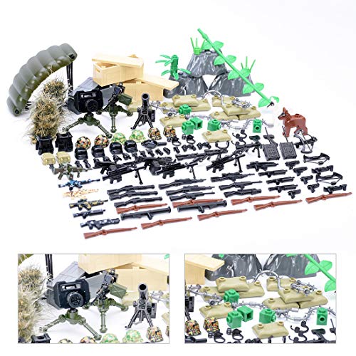 Mecotecn 150Pcs Bloques de Construcción Militares WW2 con Custom Armas y Casco para Figuras de Soldados y Mini Figuras, Compatible con Lego