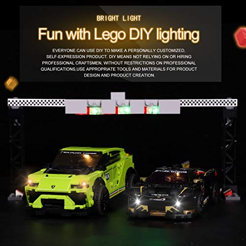 Mecotecn - Kit de iluminación LED para coches de carreras Lego 76899 Speed Champions Lamborghini Urus ST-X & Lamborghini Huracán Super Trofeo EVO (Modelo Lego no incluido)