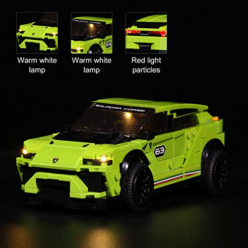 Mecotecn - Kit de iluminación LED para coches de carreras Lego 76899 Speed Champions Lamborghini Urus ST-X & Lamborghini Huracán Super Trofeo EVO (Modelo Lego no incluido)