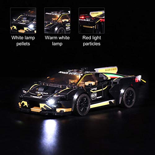 Mecotecn - Kit de iluminación LED para coches de carreras Lego 76899 Speed Champions Lamborghini Urus ST-X & Lamborghini Huracán Super Trofeo EVO (Modelo Lego no incluido)