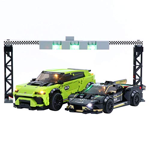 Mecotecn - Kit de iluminación LED para coches de carreras Lego 76899 Speed Champions Lamborghini Urus ST-X & Lamborghini Huracán Super Trofeo EVO (Modelo Lego no incluido)