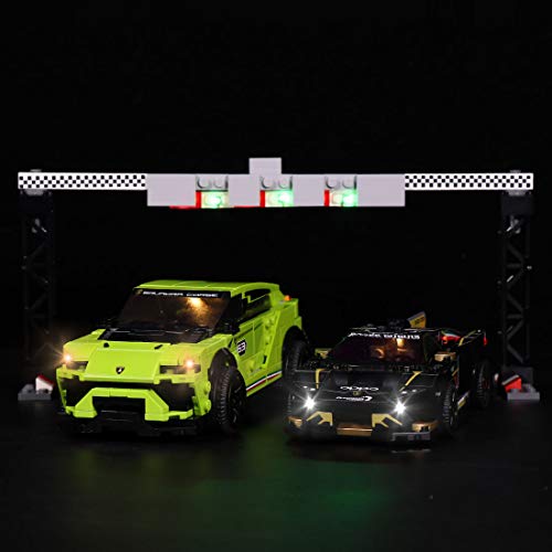 Mecotecn - Kit de iluminación LED para coches de carreras Lego 76899 Speed Champions Lamborghini Urus ST-X & Lamborghini Huracán Super Trofeo EVO (Modelo Lego no incluido)