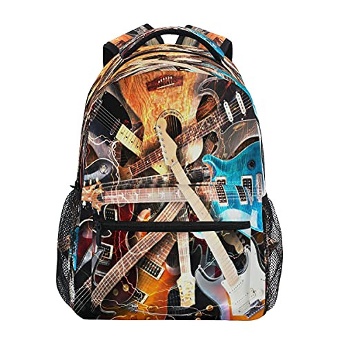 MeetuTrip Magic - Mochila de música para guitarra eléctrica para escuela, niños, niñas, universidad, bolsa de hombro, mochila para portátil para mujeres, hombres, viajes, senderismo, camping, mochila