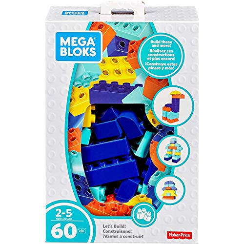 Mega Bloks 60 piezas y bloques de construcción, juguetes niños +2 años, multicolor (Mattel FLY43) , color/modelo surtido