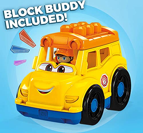 Mega Bloks Autobús escolar, juguete de construcción para niños + 1 año (Mattel GCX10)