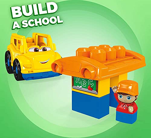 Mega Bloks Autobús escolar, juguete de construcción para niños + 1 año (Mattel GCX10)