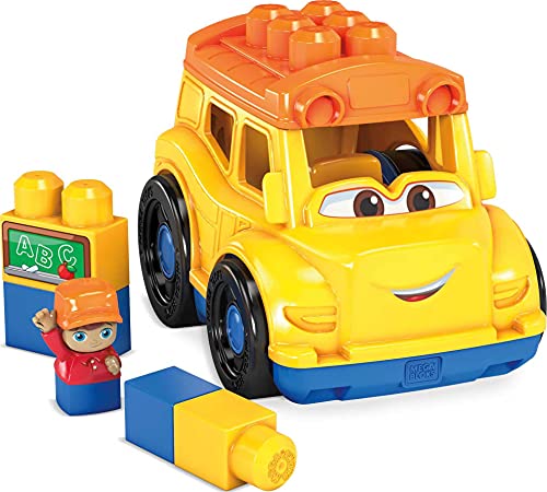 Mega Bloks Autobús escolar, juguete de construcción para niños + 1 año (Mattel GCX10)