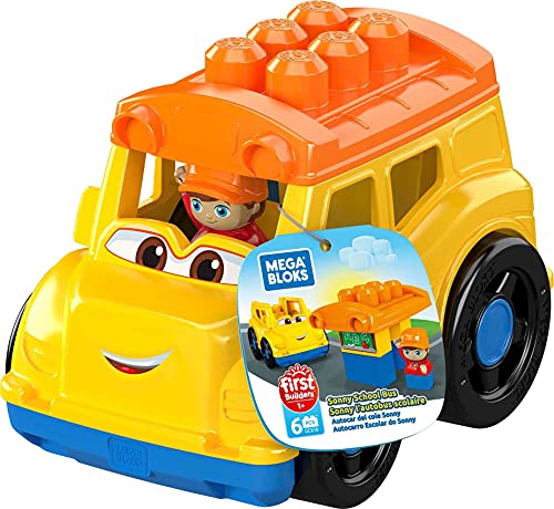 Mega Bloks Autobús escolar, juguete de construcción para niños + 1 año (Mattel GCX10)