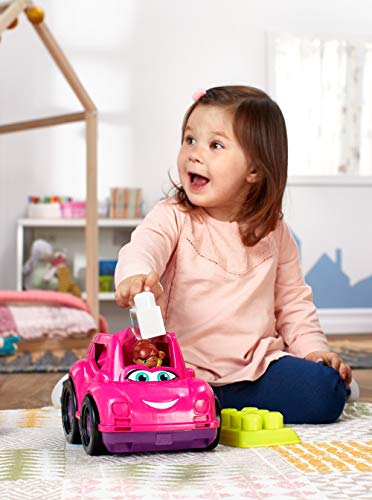 Mega Bloks Coche descapotable rosa, juguete de construcción para niños +1 año (Mattel GCX11)