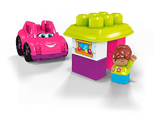 Mega Bloks Coche descapotable rosa, juguete de construcción para niños +1 año (Mattel GCX11)