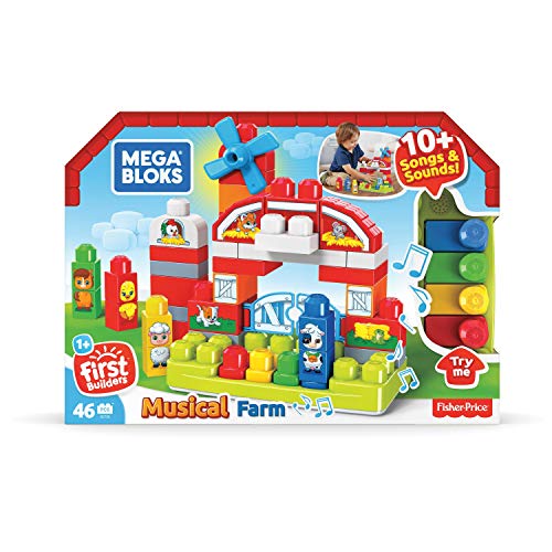 Mega Bloks Granja Musical, juguete de construcción para bebé +1 año (Mattel GCT50) , color/modelo surtido