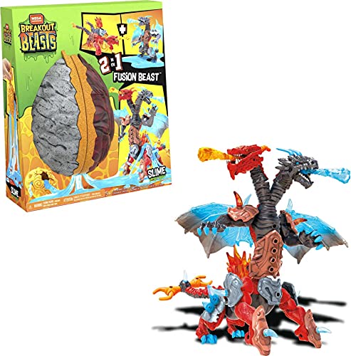 Mega Construx Breakout Beasts Bestia de Fusión 2 en 1, Juguete con Slime Niños +5 Años (Mattel GGJ66) , color/modelo surtido