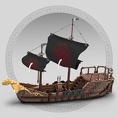 Mega Construx Juego de Tronos Barco de Guerra Targaryen 723 piezas, bloques de construcción (Mattel GPB29)