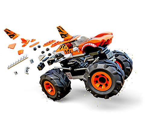 Mega Construx Monster Trucks Tiger Shark Coche de juguete de bloques de construcción, incluye figura, para niños +5 años (Mattel GVM26)