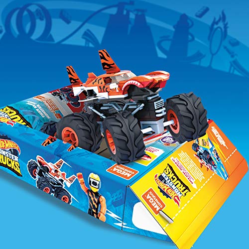 Mega Construx Monster Trucks Tiger Shark Coche de juguete de bloques de construcción, incluye figura, para niños +5 años (Mattel GVM26)