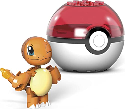 Mega Construx- Pokémon Charmander Poké Ball y Figura para Construir, 16 Piezas, Multicolor (Mattel GVK62)