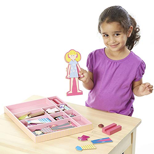 Melissa & Doug 14940 - Bambole in Legno con Guardaroba Magnetizzato