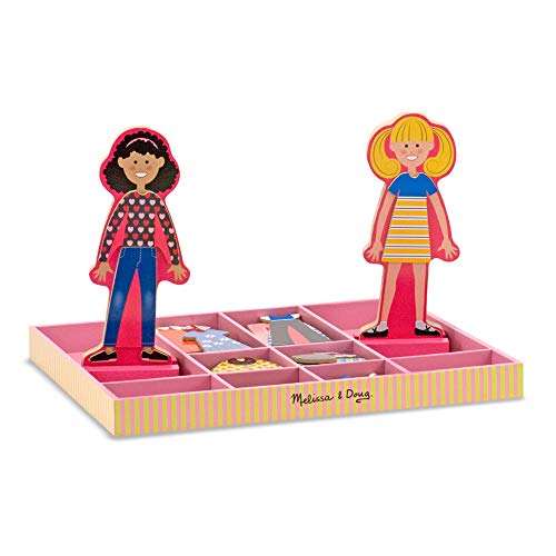 Melissa & Doug 14940 - Bambole in Legno con Guardaroba Magnetizzato