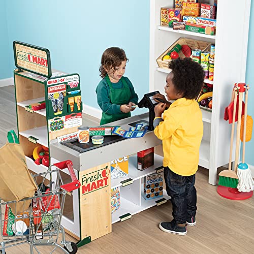 Melissa & Doug-19340 Freestanding Wooden Grocery Store Tienda de Comestibles Frescos Fresh Mart, multicolor, 106.68 cm H x 69.85 cm W x 88.9 cm L