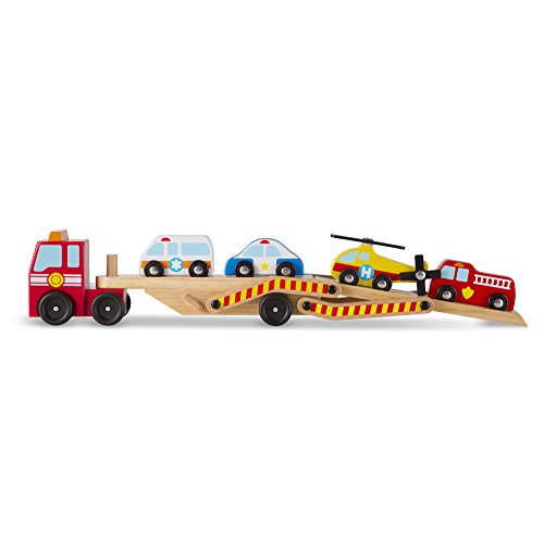 Melissa & Doug- Cars & Trucks Juguete Portavehículos de Emergencia, 3+ Años, Multicolor (14610)