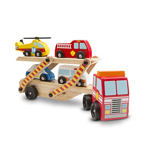 Melissa & Doug- Cars & Trucks Juguete Portavehículos de Emergencia, 3+ Años, Multicolor (14610)