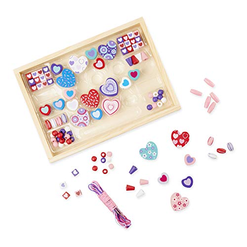 Melissa & Doug- Created by Me Heart Beads Kit de Cuentas de Madera, Multicolor (14175) , color/modelo surtido