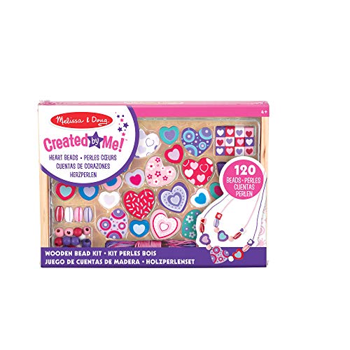 Melissa & Doug- Created by Me Heart Beads Kit de Cuentas de Madera, Multicolor (14175) , color/modelo surtido